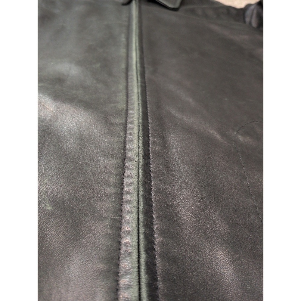 Eddie Bauer Mens Black Genuine Lamb Leather Zip Front Collared Jacket Size L - Picture 4 of 8